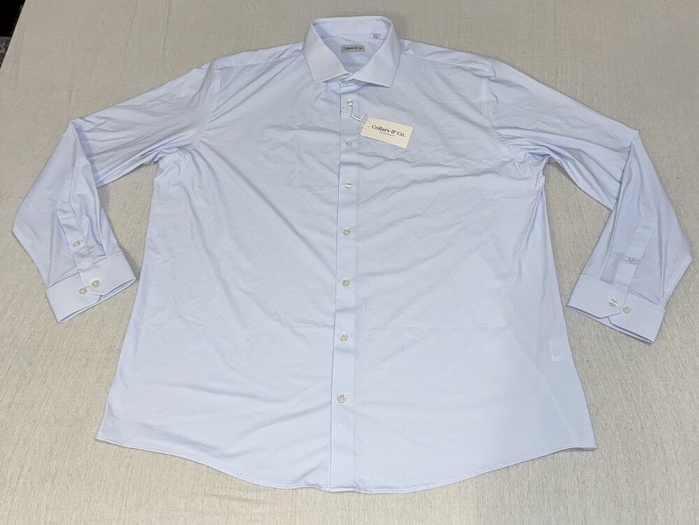Collars & Co Men 3XL Blue Textured Long Sleeve Button Up Dress Shirt NWT